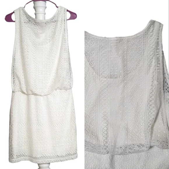 Bisou Bisou Dresses | Bisou Bisou Dress - White Lace Overlay | Color: White | Size: 6 | Lleonis_In's Closet
